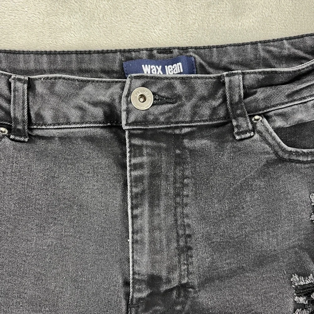 Wax Jean Womens Black Distressed Denim Shorts High Waisted Frayed Hem Size‎ 11